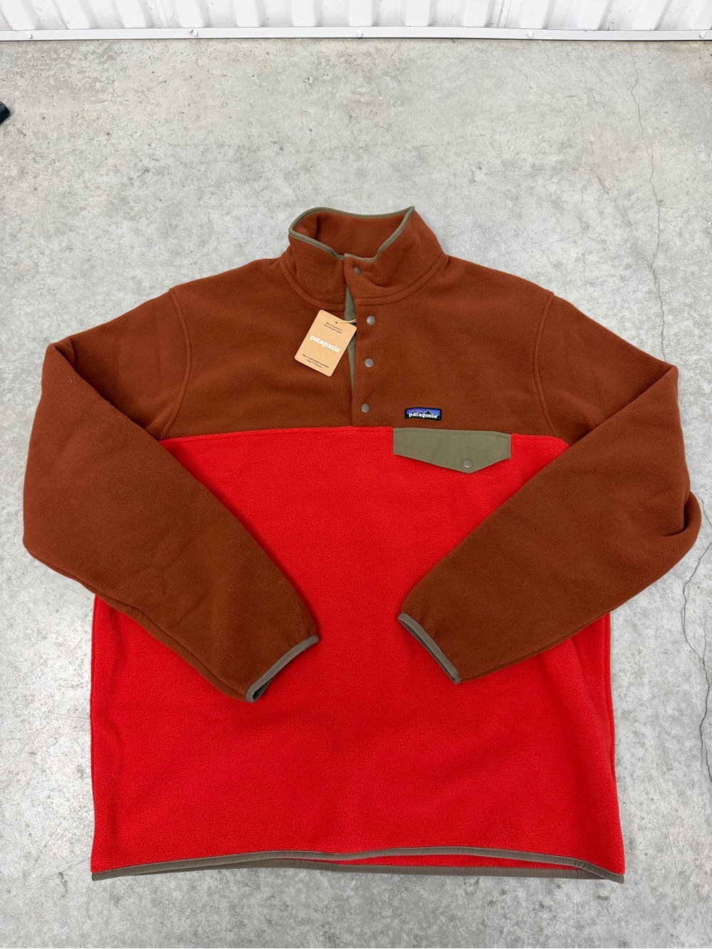 Patagonia Men’s Two-Tone Fleece Pullover Jacket - Brown & Red